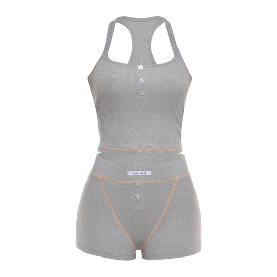 Damen Sportliches Set mit Racerback-Top und Shorts EB