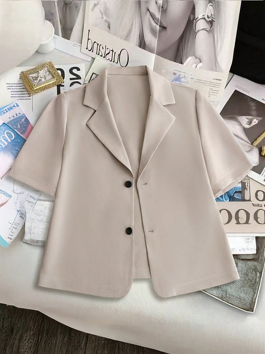 Damen Kurzärmelige Blazerjacke aus leichtem Material EB