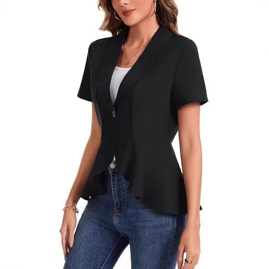 Damen schicke Blazerjacke mit asymmetrischem Schnitt EB