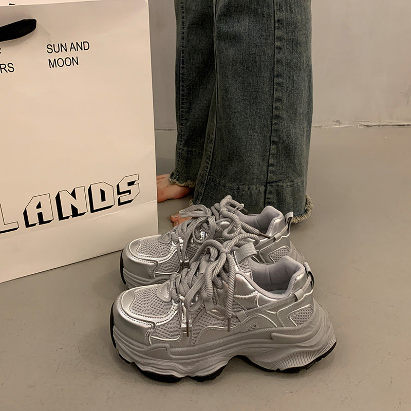 Damen Chunky Sneakers mit atmungsaktivem Mesh-Obermaterial und gepolsterter Sohle EB