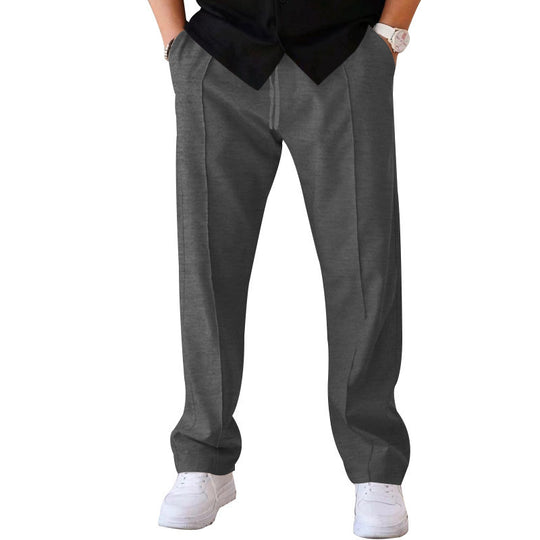 Herren Gerade geschnittene Freizeit-Hose mit Bundzug, Bügelfalte und Eingrifftaschen EB