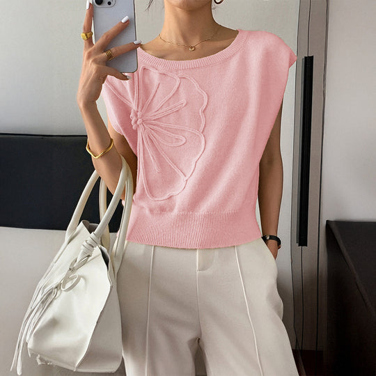 Damen Strickoberteil mit floralem Reliefdesign EB