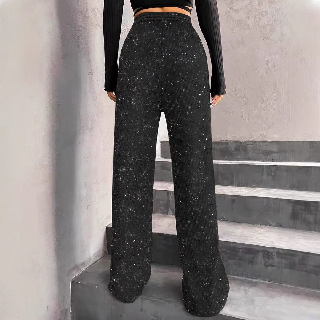 Damen nan weite Strickhose mit hochgeschnittenem Bund und Kordelzug EB