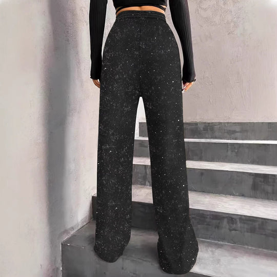 Damen nan weite Strickhose mit hochgeschnittenem Bund und Kordelzug EB