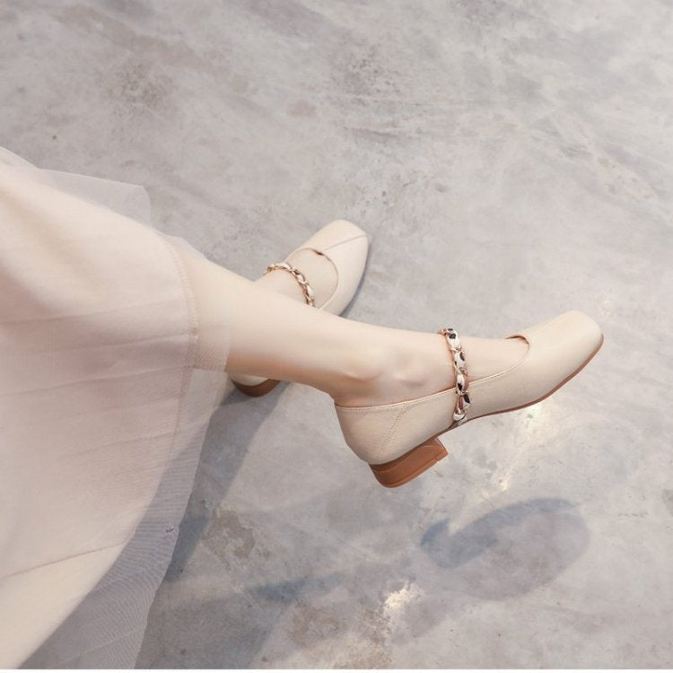 Damen Elegante Slingback-Ballerinas mit modischer Kettenverzierung EB
