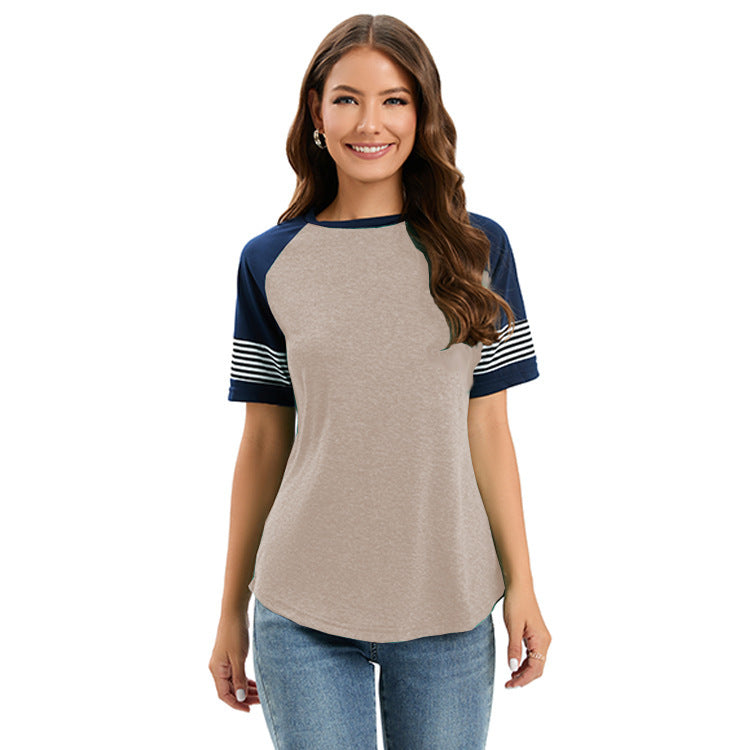 Damen sportliches Raglan-T-Shirt mit Streifenmuster EB