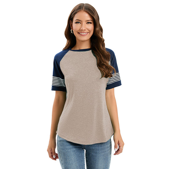 Damen sportliches Raglan-T-Shirt mit Streifenmuster EB