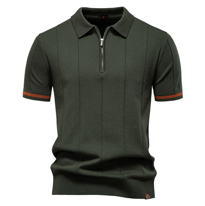 Herren Polohemd mit kurzer Knopfleiste und strukturiertem Design EB