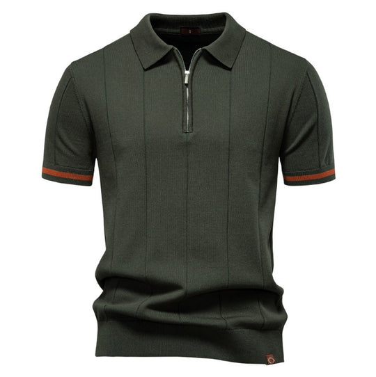 Herren Polohemd mit kurzer Knopfleiste und strukturiertem Design EB