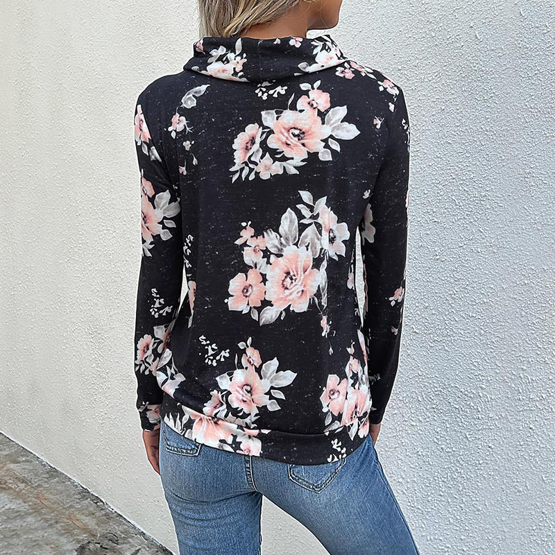 Damen gemütlicher Hoodie mit floralem Design und lässigem Schnitt EB