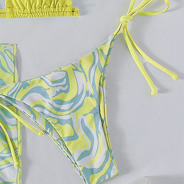 Damen Bikini mit verstellbaren Trägern und transparentem Wickelrock EB