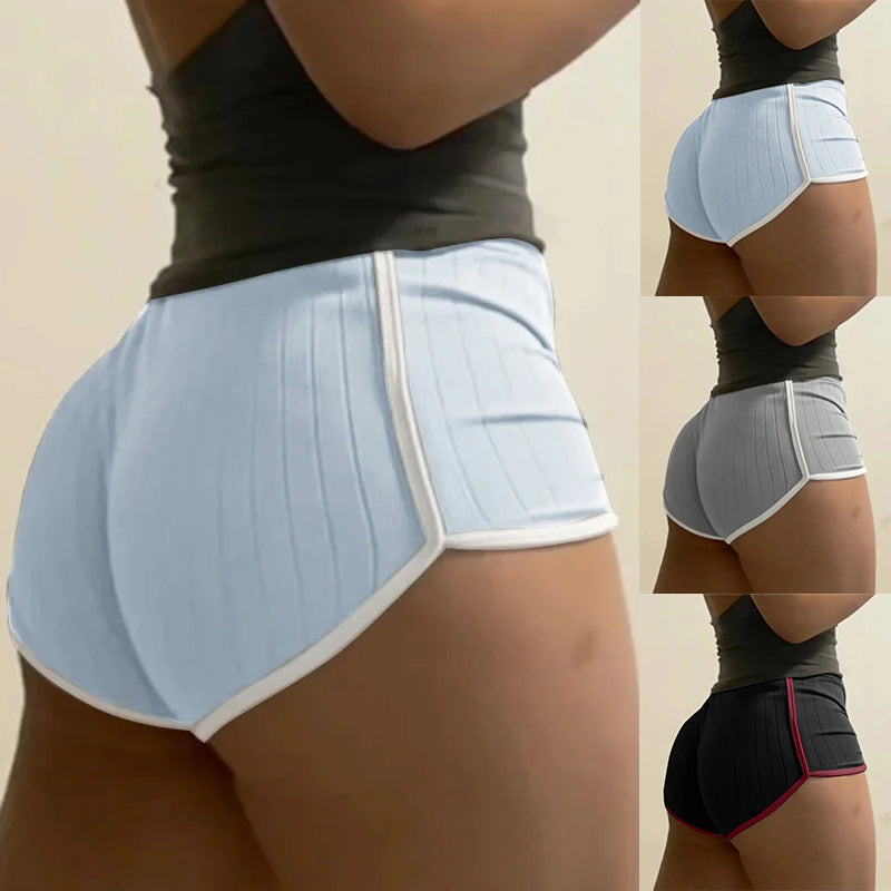 Damen nan plissierte Freizeit-Shorts mit elastischem Komfortbund und Kontrastpaspel EB