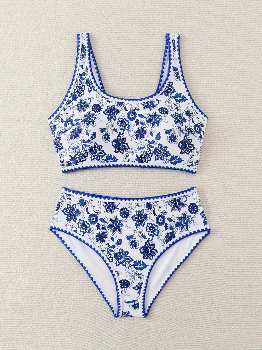Damen Hochtailliertes Bikini-Set mit floralem Design EB