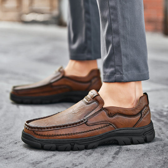 Herren Komfortable Slip-On Lederschuhe mit rutschfester Sohle EB