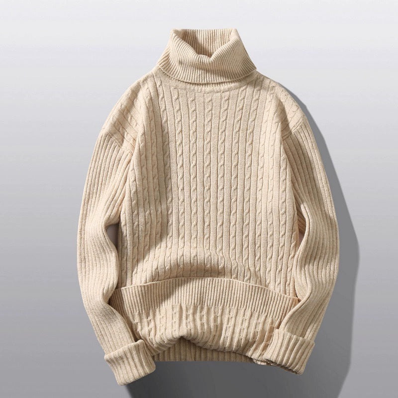 Damen Strickpullover mit hohem Kragen und Rippenmuster EB