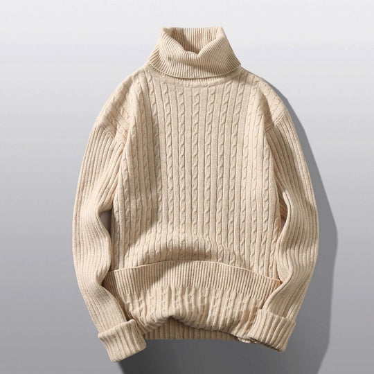 Damen Strickpullover mit hohem Kragen und Rippenmuster EB