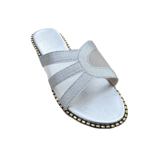 Damen elegante Riemchensandalen mit dekorativen Textilriemen EB