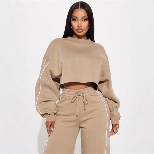 Damen lässiger Crop-Top Hoodie EB
