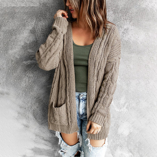 Damen Strickjacke mit Kabelmuster EB