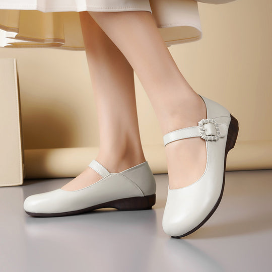 Damen Mary Jane Schuhe mit dekorativer Schnalle und komfortablem Blockabsatz EB