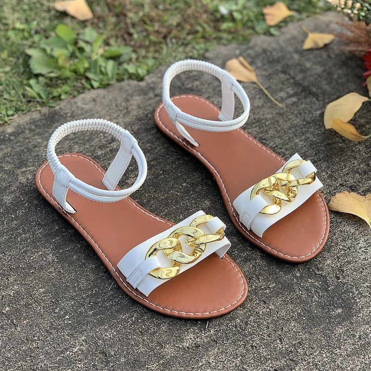 Damen elegante Riemchen-Sandalen mit auffälliger Schmuckapplikation EB