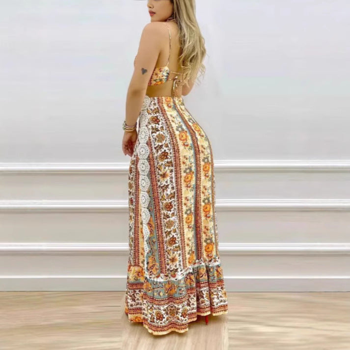 Damen Maxikleid mit anatomischem Schnitt und filigranem Häkelmuster EB