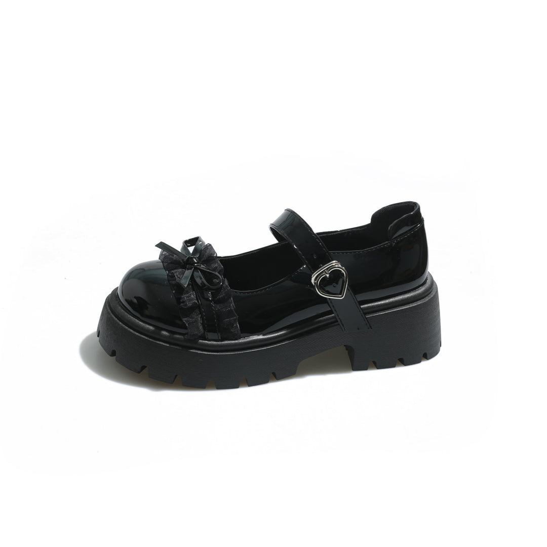 Damen Chunky Ballerinas mit dekorativem Schleifen-Detail und verstellbarem Riemen EB