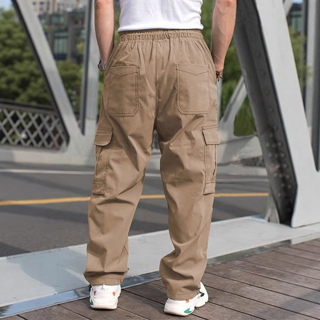 Herren lässige Cargo-Hose mit elastischem Bund und multifunktionalen Taschen EB