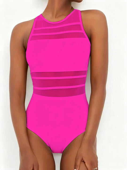 Damen Sportlicher Einteiler mit transparenten Einsätzen EB