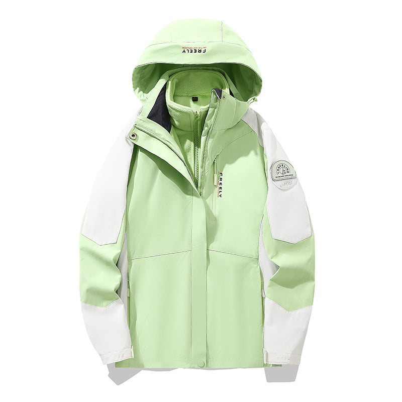 Herren wasserdichte dreiteilige Winterjacke mit abnehmbarer Kapuze und Fleece-Innenjacke EB