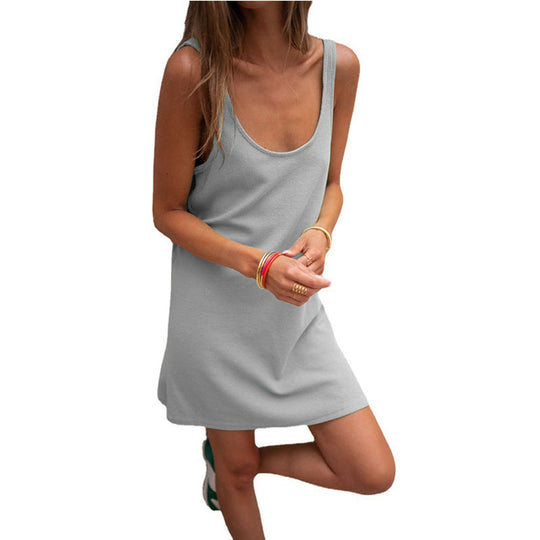Damen Sommerliches Freizeitkleid mit tiefem Ausschnitt und leichtem Stoff EB