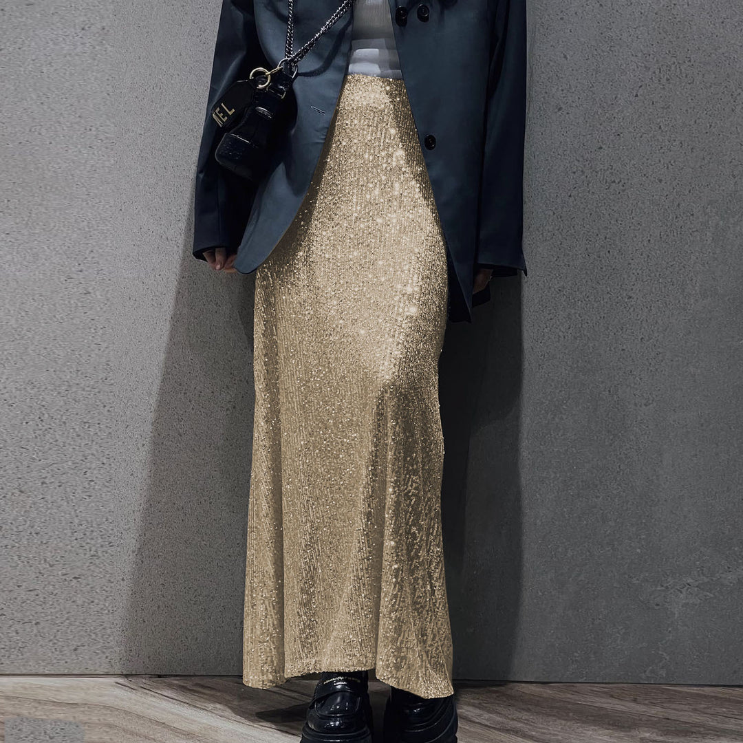 Damen Glitzernder Maxi-Rock mit schmalem Schnitt und hohem Bund EB