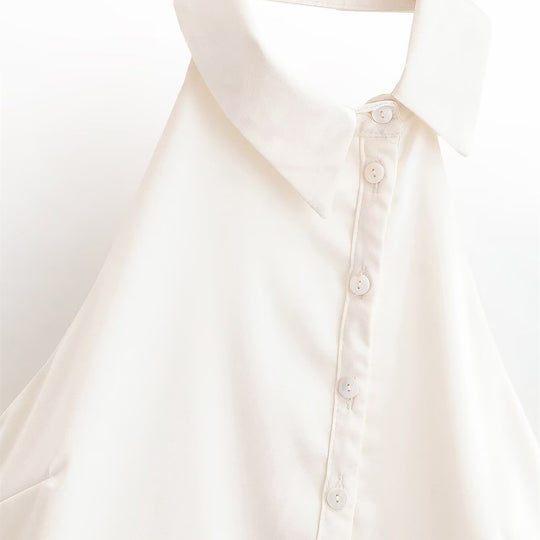 Damen Halterneck Bluse mit eleganter Knopfleiste EB