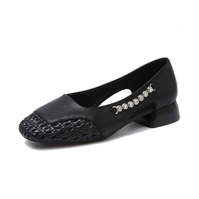 Damen Ballerinas mit glänzenden Applikationen und stilvollem Flechtmuster EB