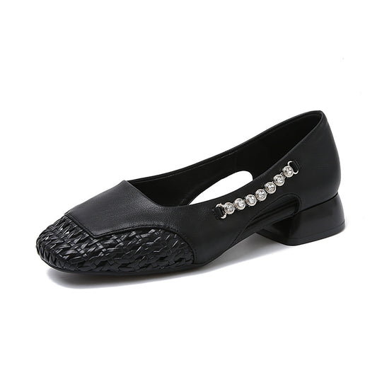 Damen Ballerinas mit glänzenden Applikationen und stilvollem Flechtmuster EB