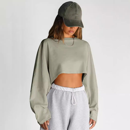 Damen lässiger Crop-Pullover EB