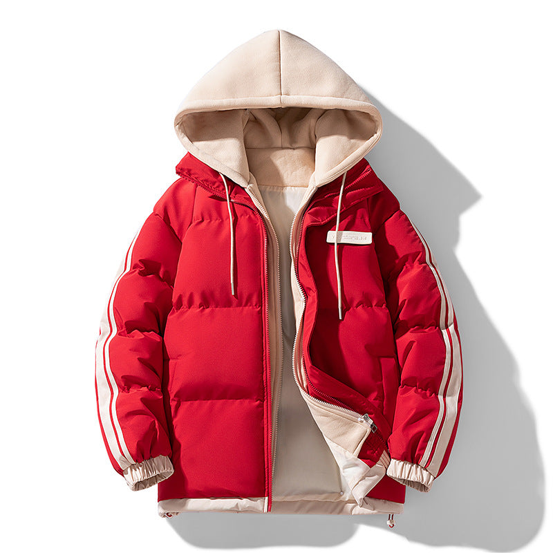 Herren wattierter Parka-Hybrid mit innenliegendem Hoodie, seitlichen Streifen und Zwei-Wege-Reißverschluss EB