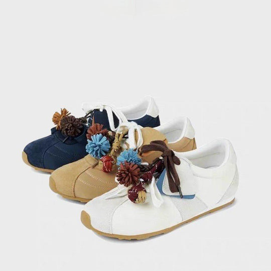 Damen modische Sneaker mit Blumenapplikationen EB