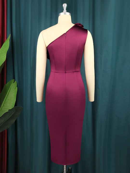 Damen schulterfreies Abendkleid mit voluminösen Rüschen EB
