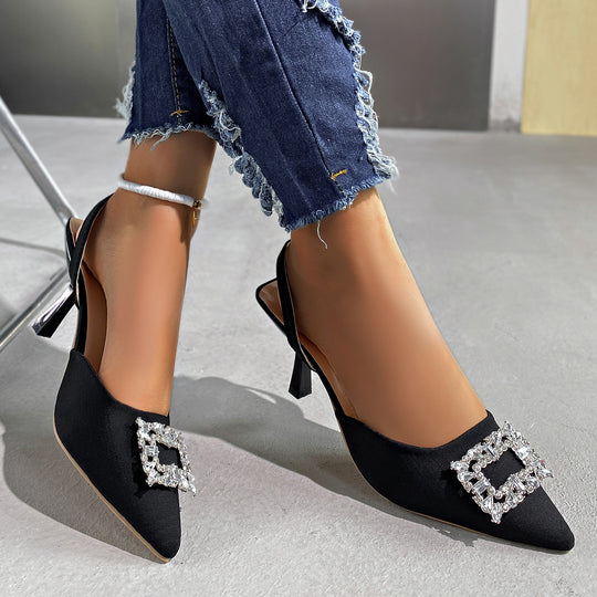 Damen Slingback-Pumps mit funkelndem Schmuckdetail und elegantem Design EB