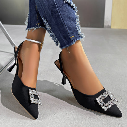 Damen Slingback-Pumps mit funkelndem Schmuckdetail und elegantem Design EB