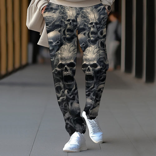 Herren lässige Jeanshose mit Totenkopf-Motiv EB