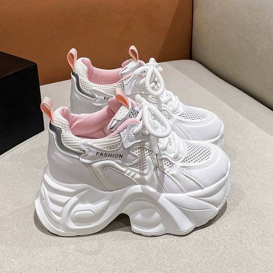 Damen Chunky Sneakers mit atmungsaktiver Mesh-Oberfläche und dämpfender Sohle EB