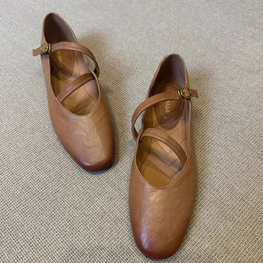 Damen Ballerina-Schuhe mit verstellbarem Riemchen und bequemem Fußbett EB