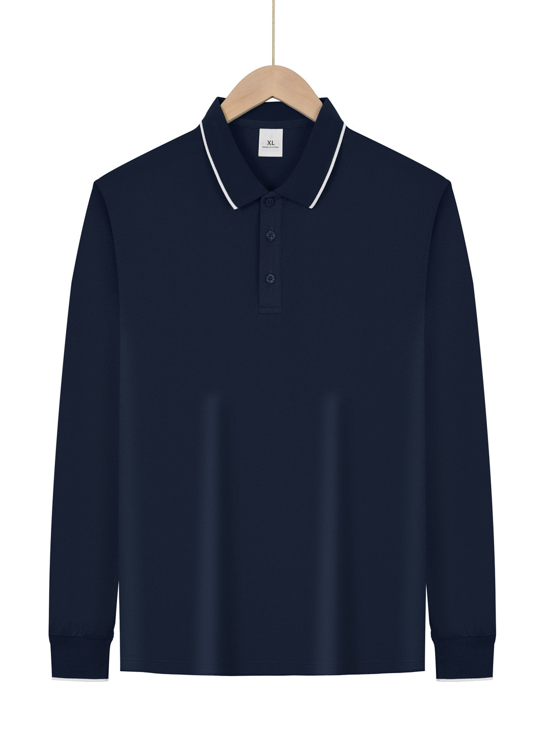 Herren nan langärmeliges Piqué-Poloshirt mit Kontrastpaspel am Kragen und Bündchen EB
