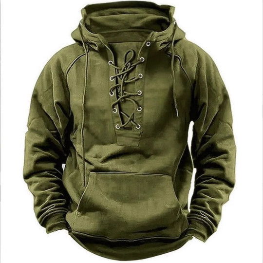 Herren Kapuzensweatshirt mit modischer Schnürung und weichem Innenfutter EB