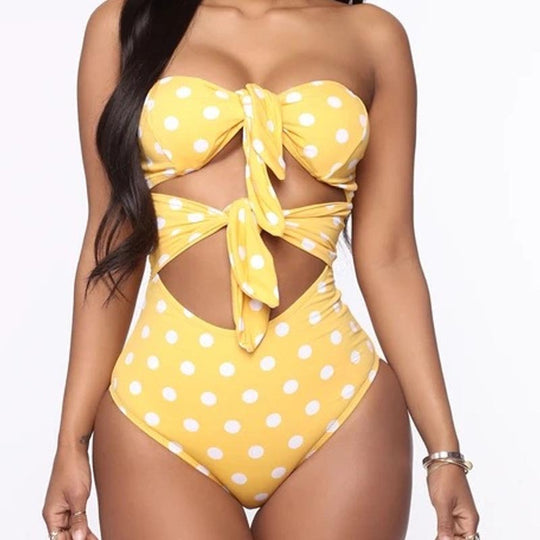 Damen Einteiliger Badeanzug mit verspieltem Knotendesign und Cut-Outs EB
