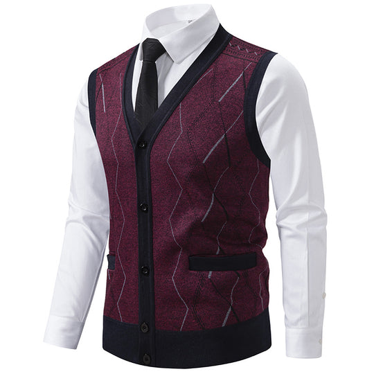 Herren modische Strickweste mit raffinierten Mustern und praktischen Taschen EB
