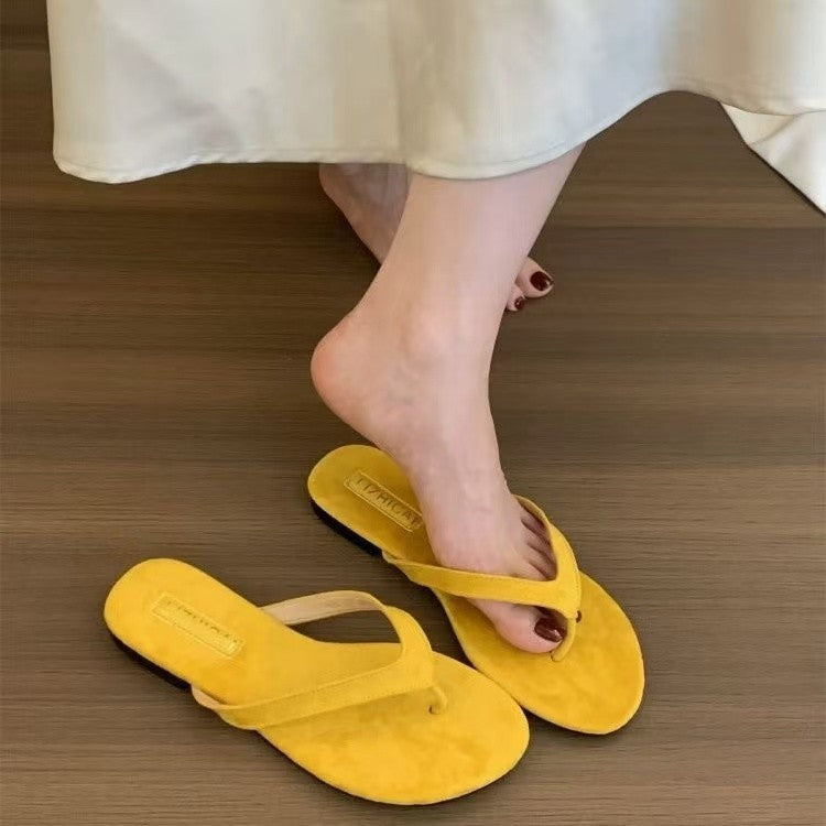 Damen Zehentrenner aus weichem Veloursleder mit ergonomischem Fußbett EB