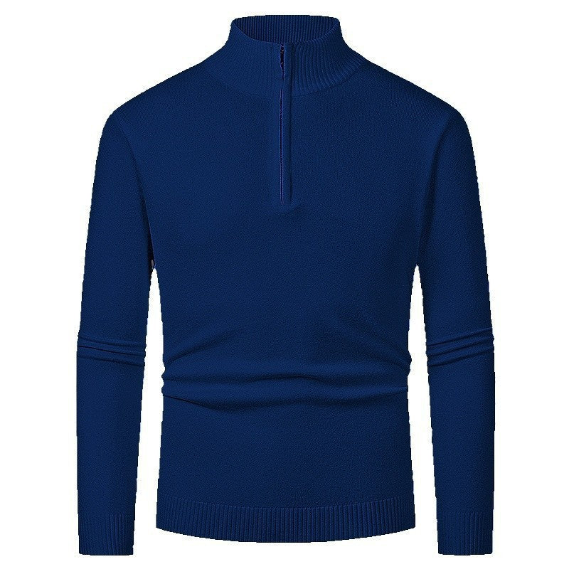 Herren Strickpullover mit hohem Kragen und halbem Reißverschluss EB
